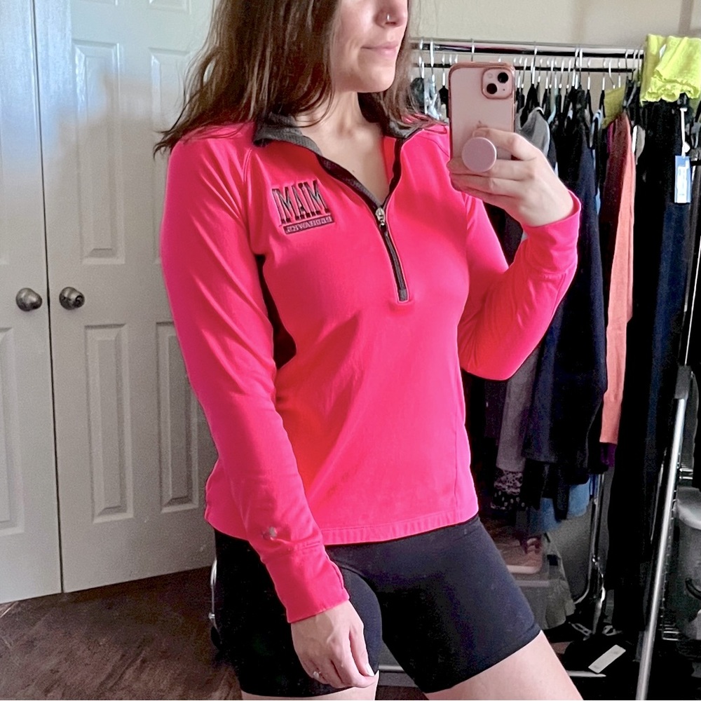 Miami University Neon Pink Athletic Pullover Under Armour Cold Gear Women Large